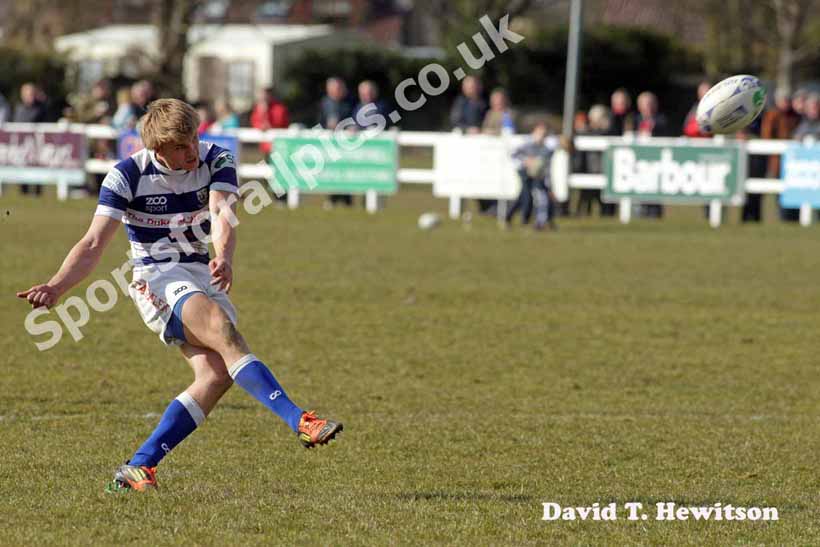 Tynedale's Chris Harris converts a try against Blackheath, National League Division 1, Tynedale Park, Corbridge, Northumberland.